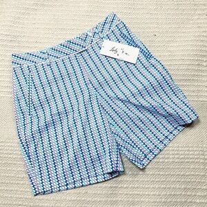 LADY HAGEN blue and purple geometric bermuda golf athletic shorts 0 NEW